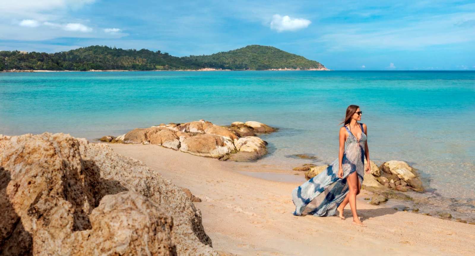 The calm northern stretch of Chaweng Beach in front of Anantara Lawana Koh Samui